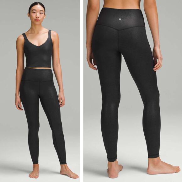 lululemon athletica Pants - LULULEMON Align Ribbed High-Rise Pant 28" Shine Size 4 Black